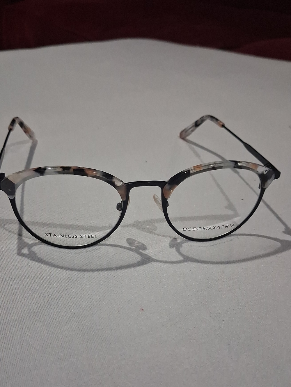 NWOT BCBGMaxAzria Astrid Black and Tortoise Round Metal-Acetate Eyeglass Frames